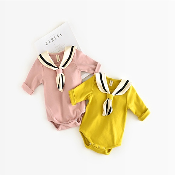 Yellow Sailor Collar Bodysuit for Kids - Picture 7 of 13